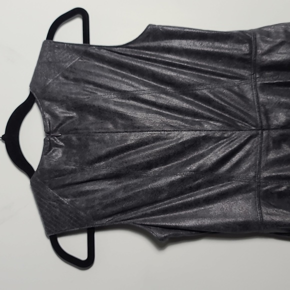 VINCE CAMUTO Leather Look Mini (Above the knee) Dress in Gun Metal Size 6 - Picture 13 of 14